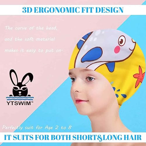 AIYVELU 2 pezzi cuffia da bagno per bambini, cuffia da bagno in tessuto, cuffia da bagno per bambini, unisex, cuffia da bagno in tessuto per bambini da 1 a 8 anni - Ysert