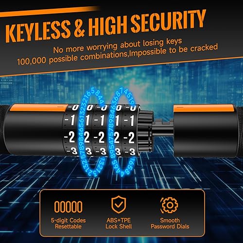 Hiipeak Catena Bici Catena Bicicletta Antifurto, Lucchetto per bicicletta Lucchetto a combinazione, lucchetto a combinazione per bicicletta protezione antifurto lucchetto a catena per bicicletta, moto - Ysert