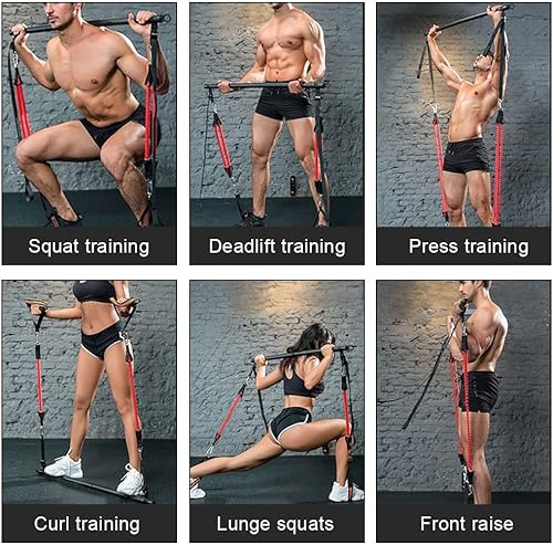 Barra per Pilates Barra di Elastici Fitness Barra di Resistenza Regolabile e Rimovibile Pilates Bar per Allenamenti Fitness Yoga Stretching Allenamento per Glutei Squat - Ysert