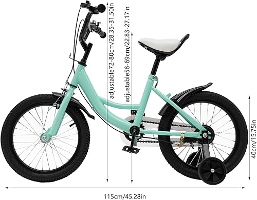 Bicicletta per bambini da 16 pollici, unisex, per bambini, con ruote di supporto rimovibili, per bambini di 5-8 anni - Ysert