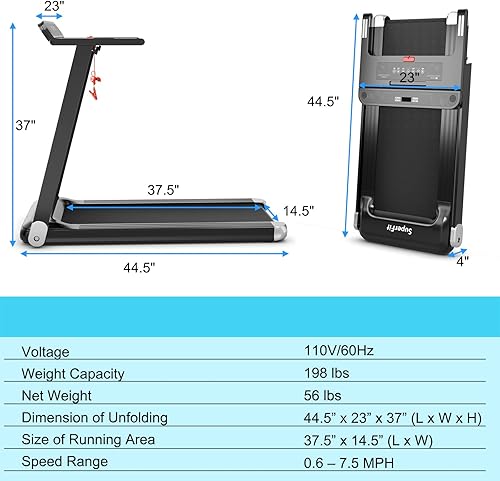 Tapis Roulant Pieghevole, Tapis Elettrico Salvaspazio con Display a Led, Tappetino da Passeggio Portatile, Bluetooth e Rulli Integrati, Tapis Roulant Compatto per Ufficio, Casa - Ysert