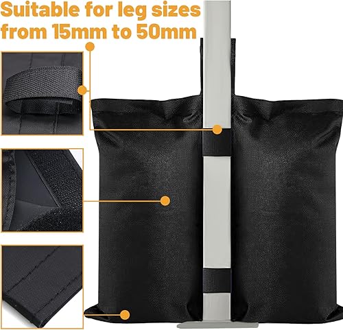 4 Pezzi Pesi per Gazebo, Nero Zavorre per Gazebo Sacchi di Sabbia, Pesi per Gazebo da Esterno Adatto per Tende Padiglioni Ombrelloni Scalette per Piscine - Ysert