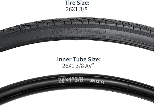 YunSCM 2Pcs 26 Pollici pneumatici 26x1 3/8 ETRTO 37-590 e 2Pcs 26 pollici Camera d'Aria AV32mm, Compatibili Biciclette 26x1 3/8 copertoni e Camera d'aria - Ysert