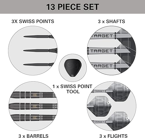 Target Darts Nathan Aspinall x ECHO 90% Tungsten Steel Tip Swiss Point Dart Set – Freccetta ASP Player Edition, asta Pro Grip e volo Pro Ultra No.2, attrezzo SP incluso, set di freccette professionali - Ysert