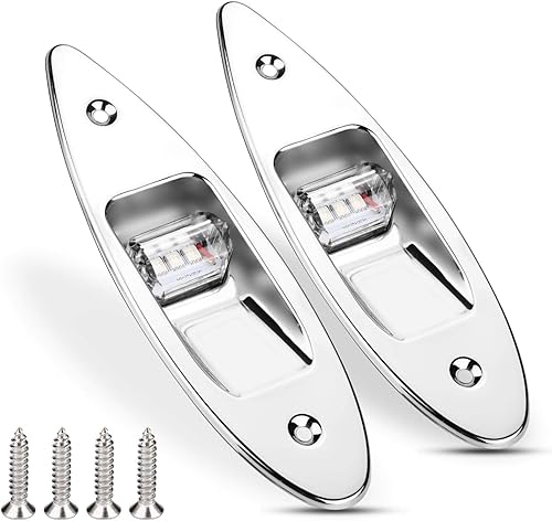luci barca di navigazione + 2Pcs 12V LED Luci di navigazione per barche Luci laterali di navigazione a incasso in acciaio inox Lampada per barca marina a prua per barca marina Yacht Verde/rosso - Ysert