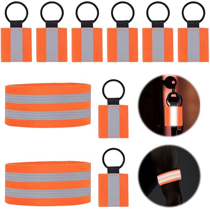 Ciondolo riflettente, 8 pezzi di ciondoli riflettenti e 2 pezzi di nastro riflettente, per jogging, portachiavi riflettente, per esterni - Ysert