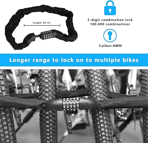 Fahrradschloss Hohe Sicherheit, Zahlenschloss Fahrradschloss mit Zahlencode 5 Stellig Kombination, Anti-Diebstahl Kettenschloss Fahrradkette Schloss für e Scooter e Bike Schloss, Lucchetti per bicicle - Ysert