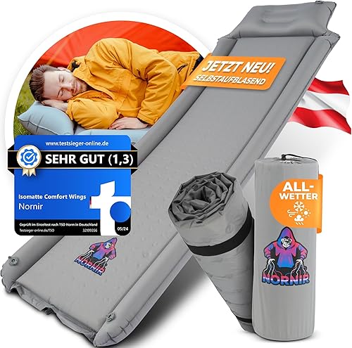 Materassino autogonfiabile [Comfort Wings] materasso gonfiabile con memory foam, materasso da campeggio in schiuma, spessore 5 cm, impermeabile, per escursioni, festival, campeggio - Ysert