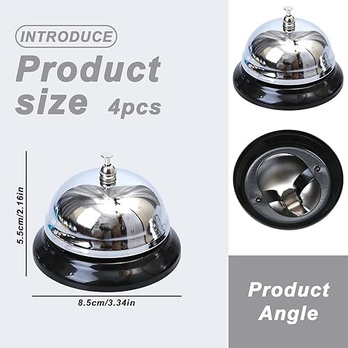 4 campanelle da tavolo: campanello da tavolo con campanello croccante in acciaio inox, campane per reception, campana per la nave per ristoranti, hotel, bar, cucina - Ysert
