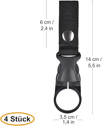 Clip Porta Bottiglia D'acqua, Portachiavi Porta Bottiglia con Fibbia per Cintura, 4 Pezzi, Nero - Ysert