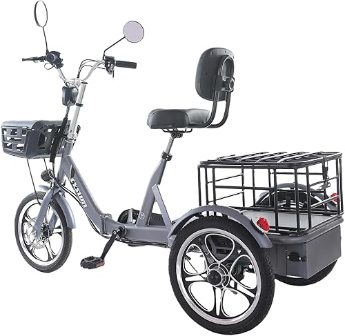 cysum Triciclo Elettrico Pieghevole, 16 pollici Tricycle E Bike per adulti uomo donna, bici elettrica da carico, batteria da 48 V 22 Ah, bici elettrica a 3 ruote - Ysert