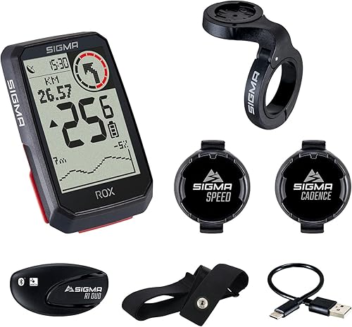 SIGMA Sport Rox 4.0 EVO Black Sensor, Set ciclo-computer wireless con navigatore GPS, sensore velocità, frequenza cardiaca e pedalata, per escursioni outdoor con guida GPS e altimetro - Ysert