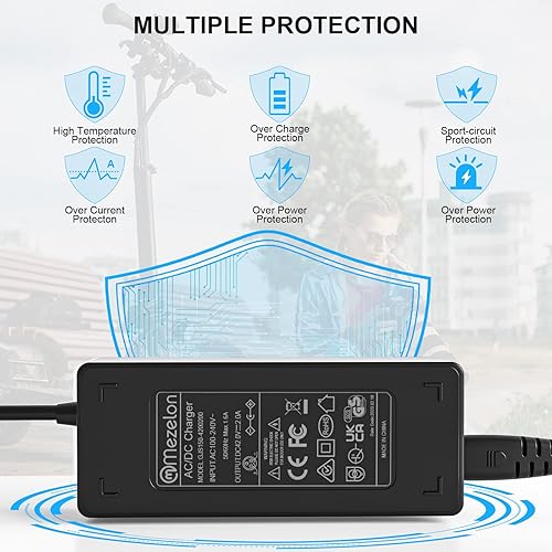 42V 2A Caricabatterie per Monopattini Elettrici per Ninebot ES1 ES2 ES4 ES3 E22E E25E E45E, Xiaomi M365, Pro, Pro 2, Mi 3, S1 S2, Caricabatterie 36V per Xiaomi e Ninebot Scooter - Ysert