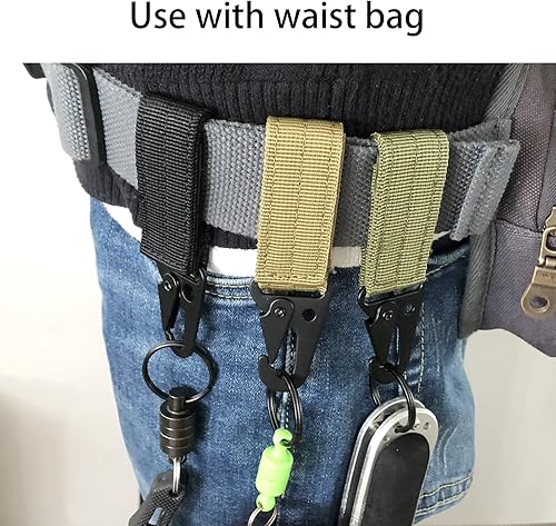 Portachiavi tattico clip da cintura Molle Strap Attachment Strap Clip da appendere, Nero - Ysert