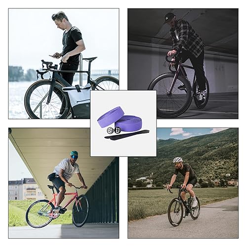 resistente nastro per il manubrio della bici, inclusi tappi di chiusura e strisce adesive - Super antiscivolo e facile da applicare - 200cm x 3cm (viola) - Ysert