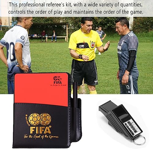 LONGHAO 4 PCS Carte per Arbitri di Calcio Bandiera dell'Arbitro di Calcio Set di Carte da Arbitro Fischietti Arbitro in Metallo Scheda Arbitro Rosso Giallo,con Fischietto - Ysert