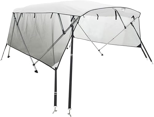 Tendalino per Barca Tendalino Bimini 4 Archi in Alluminio Tendalino gommone Bimini di Prua con Pareti Laterali 4 Archi-Blu-243 x (200-213) x 137 cm-con Rete - Ysert