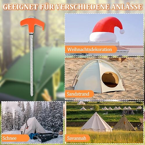 Set di 10 picchetti a vite, in acciaio, da campeggio, da 20 cm, per campeggio e attività all'aperto, picchetti a vite per terreni duri, foreste, prati, erba - Ysert
