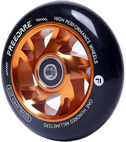 FREEDARE Pro Stunt - Ruote per scooter da 100 mm, cuscinetti a sfera ABEC 7, 89 A, Super Rebound, in poliuretano, 2 pezzi (arancione) - Ysert