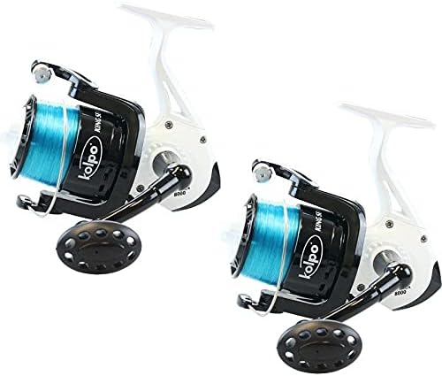 Kit 2 Mulinelli Surfcasting King Sea 8000 Kolpo, 5 cuscinetti alta recisione Misura 8000 Capacità filo 0.30/590mt - 0.40/337mt - 0.50/216mt Precaricato con ottimo filo di alta qualità. - Ysert