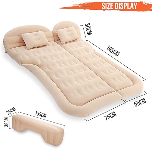 Ergocar Materassino Gonfiabile SUV MPV Floccaggio Materasso Letto per Auto con Pompa per Il Campeggio, Escursionismo, Piscina, Spiaggia, Viaggiare (Beige) - Ysert