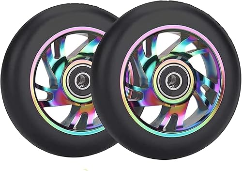 2 ruote per monopattino, ruota freestyle 100 mm, ruote di ricambio per monopattini, ruota monopattino con cuscinetti ABEC 9 per la maggior parte dei monopattini e monopattini - Ysert