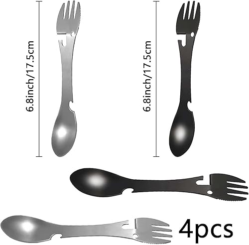 4 Pezzi Posate Campeggio/5 in 1 Sporks Multifunzionale/Adatto per Campeggio, Viaggi, Attività All'Aperto - Ysert