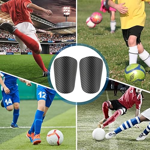 Parastinchi da calcio,2 pezzi di parastinchi ultraleggeri in finta fibra di carbonio, parastinchi da calcio e inserti traspiranti (11,5 * 8 cm) - Ysert
