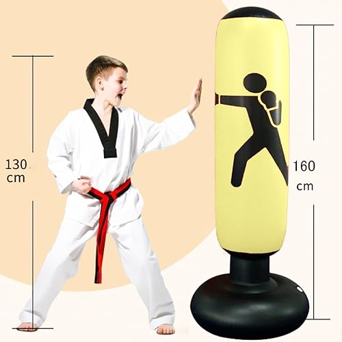 Sacco da Boxe Gonfiabile per adulti Bambini 160 cm,Sacco da Boxe Gonfiabile Tumbler a Colonna per Taekwondo, praticare Karate,per sollievo dallo stress,praticare - Ysert