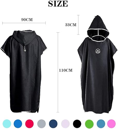 HITURBO - Asciugamano a poncho, in microfibra, con cappuccio, per il nuoto e la spiaggia, Blu mare - Ysert