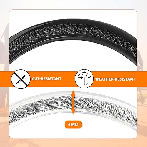 Lucchetto monopattino elettrico doppia sicurezza 2 pezzi cavo in acciaio resistente 60 cm serratura a chiave avanzata sicuro robusto pratico facile da riporre nero - Ysert