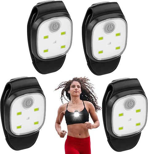 4 Pezzi LED Clip Lampade: Luce Riflettente USB Ricaricabile per Corsa e Jogging, 4 Modalità di Illuminazione, Mini Lampada Frontale per Attività all'Aperto - Ysert