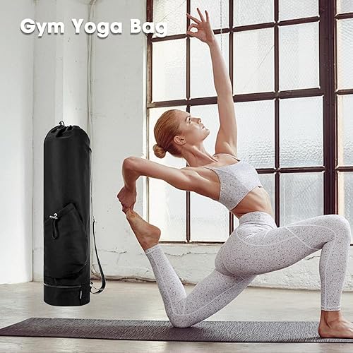 Borsa per Tappetino Yoga, Porta Tappetino Yoga con Tracolla Regolabile Mat Bag Impermeabile Sacca per MaterassinoYoga Adatto Per la Sala Fitness Pilates, Nero - Ysert
