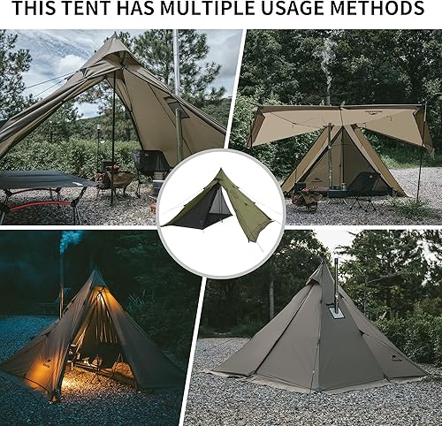 Naturehike Tenda Tipi Tende a cresta 3-4 Persone Tenda indiana Impermeabile Antivento Facile da montare Tenda a Piramide per il Campeggio all'aperto Famiglie - Ysert