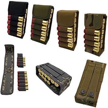 Tactical Molle 16-Hole Bullet Bags, 16 Rounds 12G Buttstock Shotgun Shell Holder Ammo Bag for Bullets Hunting - Ysert