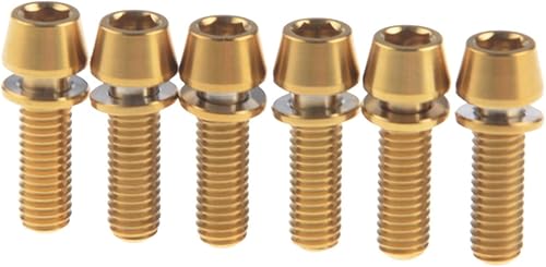 Titanio Gr5 M5 x 16 mm Testa conica a brugola Vite con rondella per Attacco Manubrio, Confezione da 6, Gold - Ysert