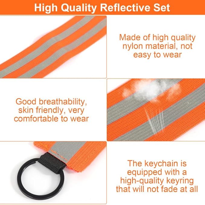 Ciondolo riflettente, 8 pezzi di ciondoli riflettenti e 2 pezzi di nastro riflettente, per jogging, portachiavi riflettente, per esterni - Ysert