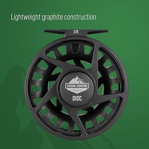 Shakespeare Mulinello da pesca a mosca Cedar Canyon Click - Costruzione leggera in grafite, sistema di trascinamento a scatto regolabile, prestazioni fluide - Più dimensioni - Ysert