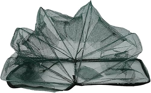 Piegato Rete da Pesca, Trappola da Pesca Pieghevole, Portatile Piegato Fshing Net Ciprinidi Granchio gamberetti Lobster Esche Cast Mesh Trap(6 Fori) - Ysert