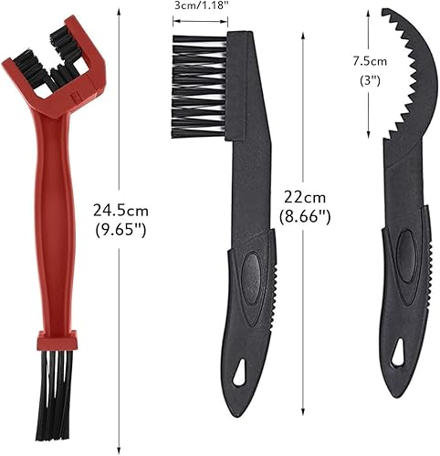 Kit Pulisci Catena Bici, Lavacatena da Bici Professionale Accessori, 4 Pezzi Kit di Spazzola Pulizia della Catena, Spazzola di Pulizia per Catena Moto Bicicletta, Rosso - Ysert