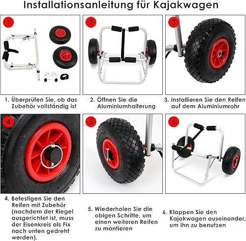 Carrello pieghevole per kayak, canoa, in alluminio, per barca, canoa, surf, canoa, canoa, canoa, canoa, canoa, canoa, carrello per il trasporto fino a 80 kg - Ysert