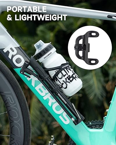 ROCKBROS Pompa da Pavimento Bici, Mini Pompa ad Pressione da 120 psi, Valvole Schrader & Presta, per MTB Bcicletta Palla Scooter Auto - Ysert