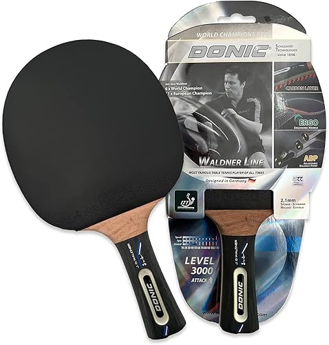 Donic-Schildkröt Waldner 3000 Table Tennis Bat, ABP Handle, 2.1 mm Sponge, Carbon Wood, League ITTF Cover, 751803 - Ysert