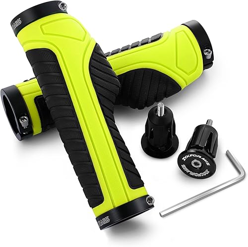Manopole Manubrio Bici, Impugnatura per Bicicletta Ergonomiche, Impugnature MTB Antiscivolo in Gomma con Doppio Chiusura in Alluminio - Ysert