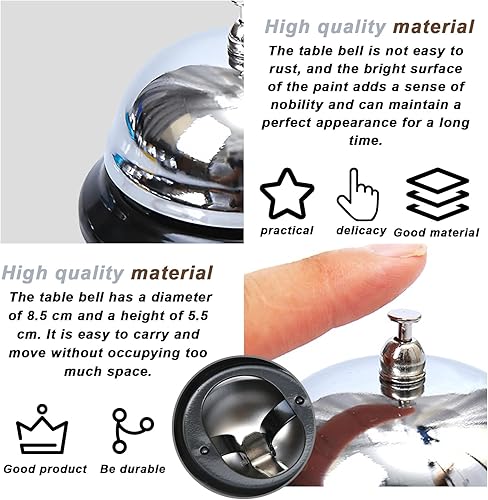 4 campanelle da tavolo: campanello da tavolo con campanello croccante in acciaio inox, campane per reception, campana per la nave per ristoranti, hotel, bar, cucina - Ysert