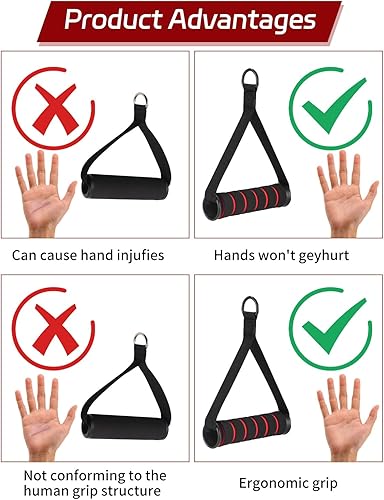 2 Pezzi Maniglie Palestra Cavi Maniglie,Maniglie Fascia Resistenza Ergonomico Manici,Cavo Fissaggio per tricipiti con 2 Pezzi Moschettoni,Allenamento Forza Cardio Attrezzi per Fitness,Allenamento - Ysert
