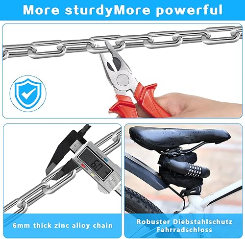 Fahrradschloss Hohe Sicherheit, Zahlenschloss Fahrradschloss mit Zahlencode 5 Stellig Kombination, Anti-Diebstahl Kettenschloss Fahrradkette Schloss für e Scooter e Bike Schloss, Lucchetti per bicicle - Ysert