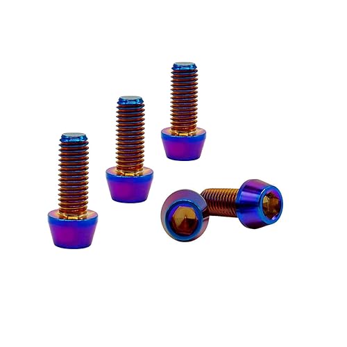 RISON-Titanium Bici Stelo Bulloni in Titanio M5x0.8x40mm, 5pcs Viti per Attacco Manubrio Bicicletta, Vite a Testa Conica Viti Fisse per Stelo Bici, Vite di Fermo Vite per Gambo per MTB/Bici da Strada - Ysert