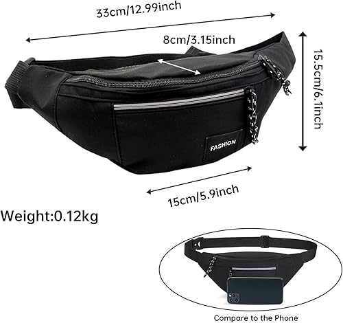 Long Keeper Marsupio Uomo Donna - Unisex Marsupio Impermeabile Borsello da Cintura, Marsupio Running Viaggio Sportivo con Cintura Regolabile e 3 Tasche Cerniera - Ysert