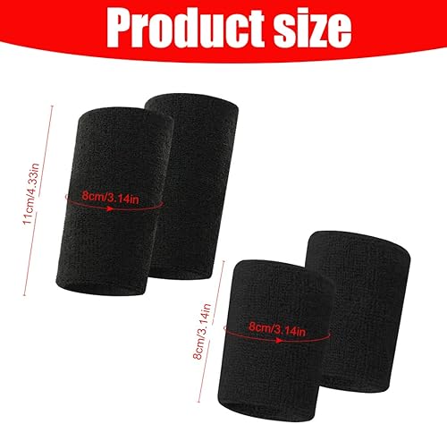 2 Paia Polsino Sportivo Sport Sweatband Polsino Morbido Addensato Polso in Cotone Atletico Elastico Braccialetto per Uomo Donna - Ysert